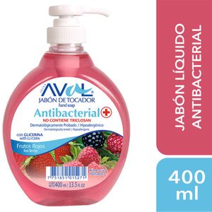 Jabón Líquido Antibacterial AVAL Frutos Rojos Frasco 400ml