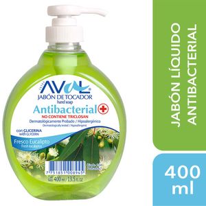 Jabón Líquido Antibacterial AVAL Eucalipto Fresco Frasco 400ml
