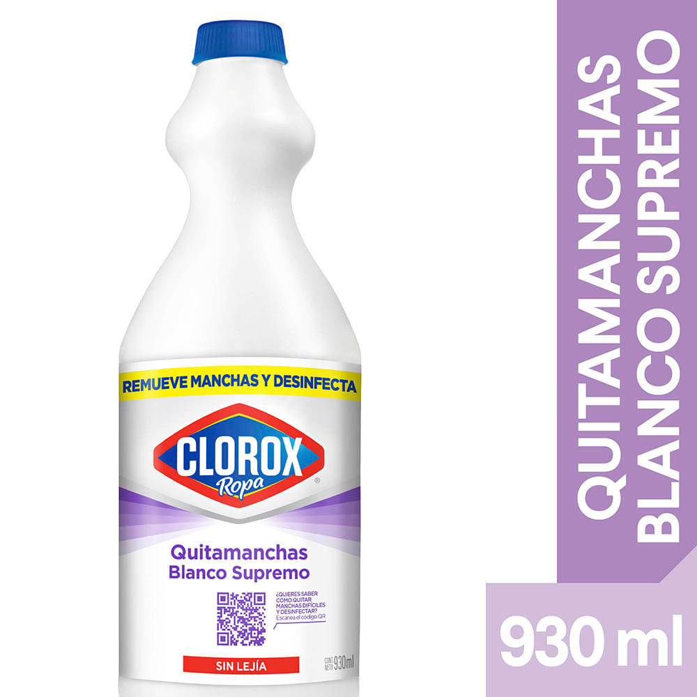 almohadilla Correo Canoa Quitamanchas CLOROX Blanco Supremo Ropa Blanca Botella 930ml | Vivanda