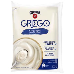 Yogurt Batido GLORIA Griego Sabor Natural Bolsa 800g