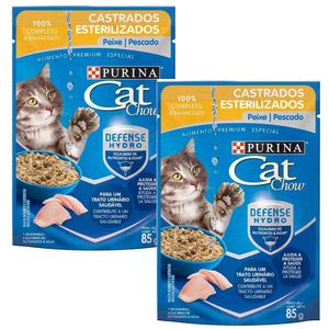 Pack Comida para Gatos CAT CHOW para Esterilizados Pescado Pouch 85g Paquete 2un
