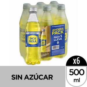 Gaseosa INCA KOLA Sin Azúcar Botella 500ml Paquete 6un