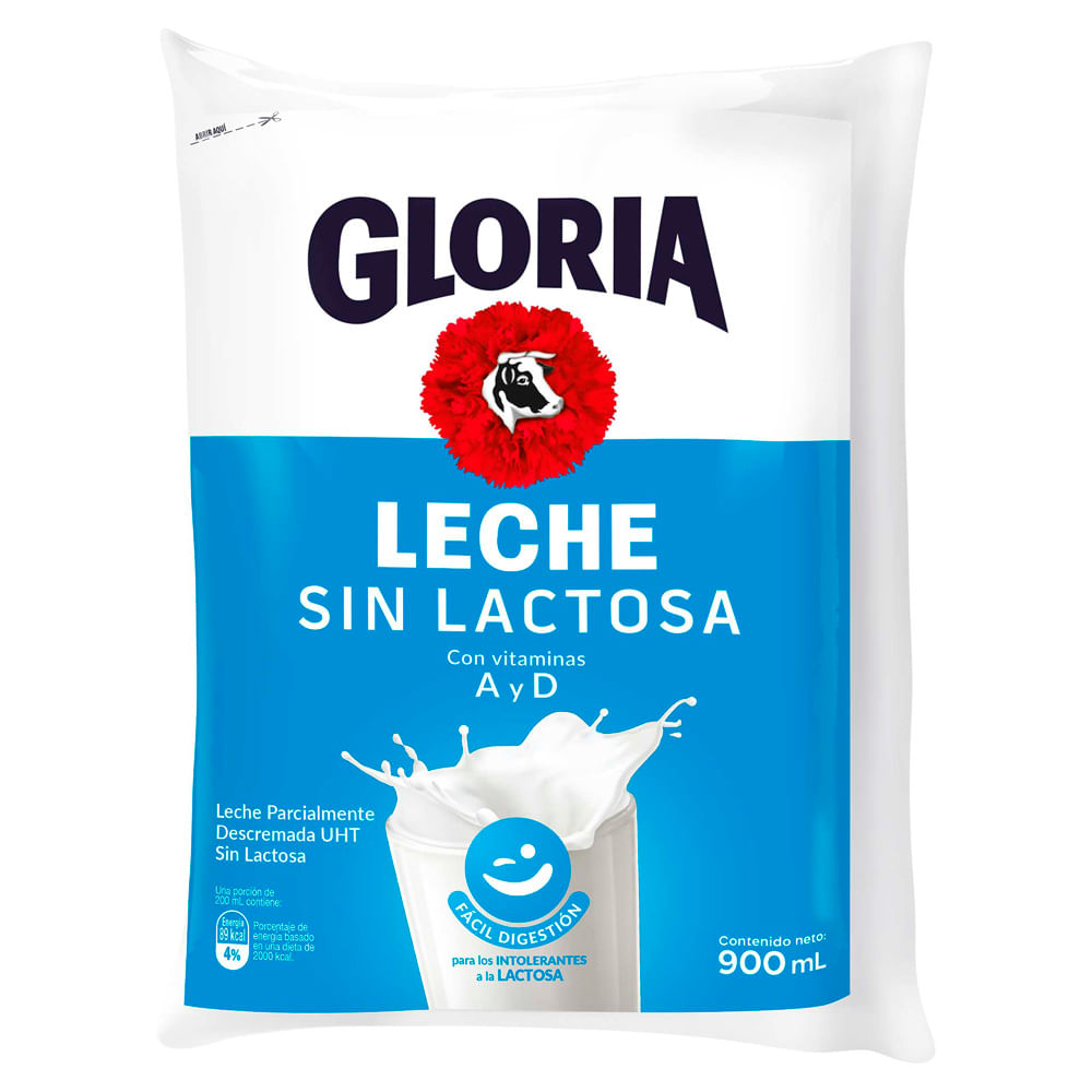 Leche Gloria Entera Sin Lactosa UHT Bolsa (12 unidades 900ml) - Mundo  Abarrotes