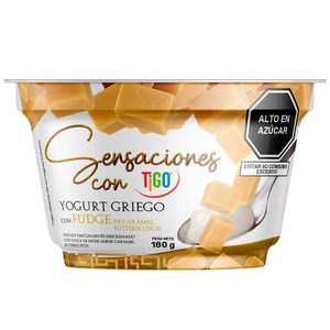 Yogurt Griego TIGO Sensaciones con Fudge de Caramelo Pote 180g