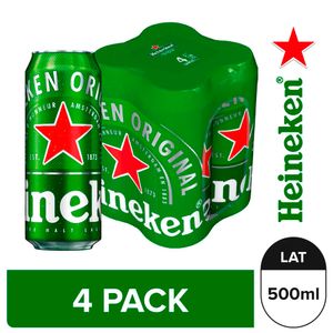Cerveza HEINEKEN 4 Pack Lata 500ml