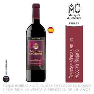 Vino Tinto MARQUÉS DE CÁCERES Rioja Reserva Botella 750ml