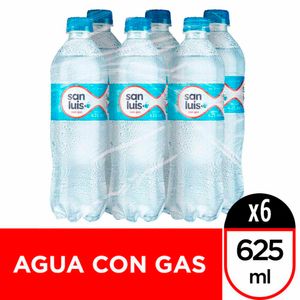 Agua Mineral SAN LUIS Con Gas Botella 625ml Paquete 6un