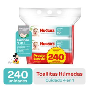 Toallitas Humedas HUGGIES One & Done 3 Paquetes de 80un