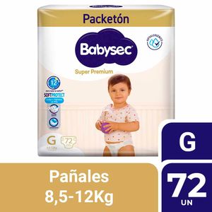 Pañales para Bebé BABYSEC Super Premium Hipoalergénico G Packetón 72un