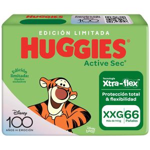 Pañales para Bebé HUGGIES Active Sec Big Pack XXG Paquete 66un
