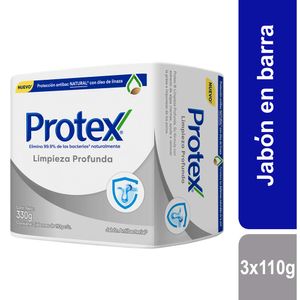Jabón Antibacterial PROTEX Limpieza Profunda Barra 110g Paquete 3un