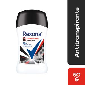 Desodorante en Barra para Mujer REXONA Antibacterial Invisible Frasco 50g