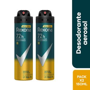 Desodorante en Aerosol para Hombre REXONA V8 Frasco 150ml Paquete 2un