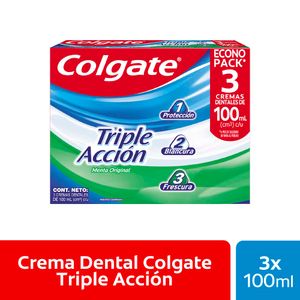 Pasta Dental COLGATE Triple Acción Tubo 100ml Paquete 3un