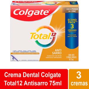 Pasta Dental COLGATE Total 12 Anti Sarro Tubo 75ml Caja 3un