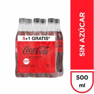 Gaseosa COCA COLA Sin Azúcar 6 Pack Botella 500ml
