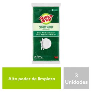 Esponja SCOTCH-BRITE Fibra Verde Abrasiva Paquete 3un