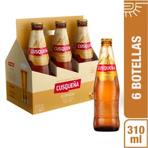 Cerveza CUSQUEÑA Dorada Botella 310ml Paquete 6un