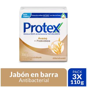 Jabón Antibacterial PROTEX Avena Barra 110g Paquete 3un