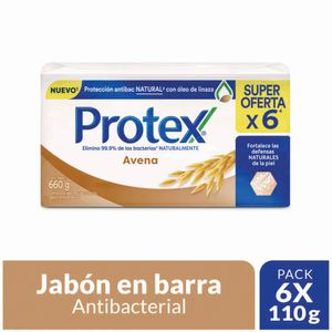 Jabón de Tocador PROTEX Avena + Prebiótico 110g Paquete 6un