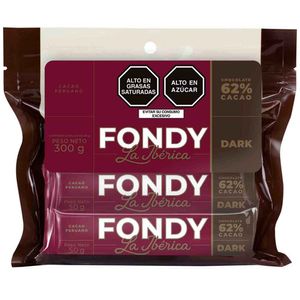 Chocolate LA IBÉRICA Fondy Dark 62% Barra 50g Bolsa 6un