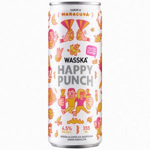 Bebida Alcohólica Sabor a Maracuyá WASSKA Happy Punch Lata 355ml