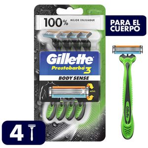 Máquina de Afeitar GILLETTE Prestobarba 3 Bodysense Paquete 4un