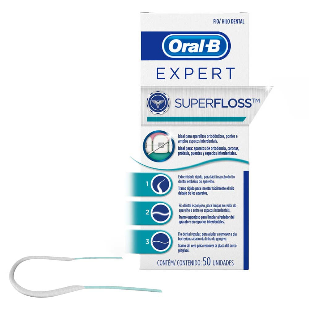  Oral-B, paquete de 3 Superfloss - Hilo dental premedido, 50  metros. : Salud y Hogar