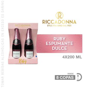 Espumante RICCADONNA Ruby Aromático Paquete 4un Botella 200ml