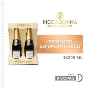 Espumante RICCADONNA Prosecco Botella 200ml Paquete 4un