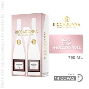 Pack RICCADONNA Espumante Ruby Botella 750ml + Moscato Rose Botella 750ml