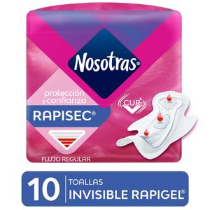 Toalla Higiénica NOSOTRAS Invisible Rapigel Paquete 10un