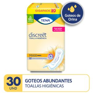 Toallas Higiénicas TENA Discreet Maxi Paquete 30un