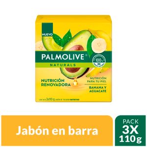 Jabón de Tocador PALMOLIVE Plátano y Aguacate 110g Paquete 3un