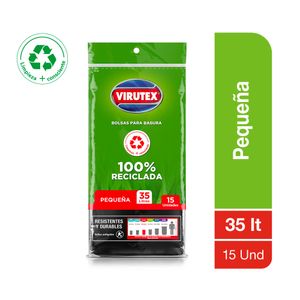 Bolsa para Basura VIRUTEX Negra 35L Planas