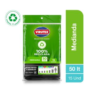 Bolsa para Basura VIRUTEX Negra 50L Planas