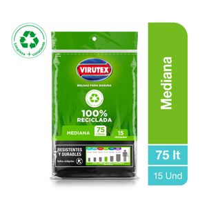 Bolsa para Basura VIRUTEX Negra 75L Planas