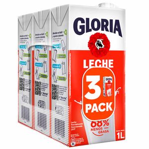 Leche UHT GLORIA Light Pack 3un x 1L