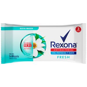 Jabón de Tocador Antibacterial REXONA Fresh Paquete 110g x 3un