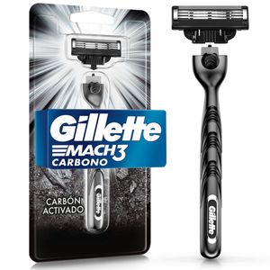 Máquina de Afeitar GILLETTE Mach3 Carbono con Carbón Activado y 3 Hojas, 1un