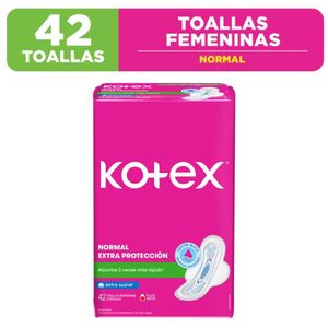 Toalla Higiénica KOTEX Normal con Alas Máxima Absorción Paquete 42un