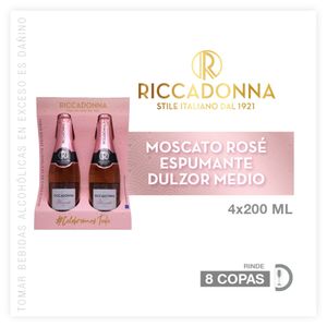 Espumante RICCADONNA Moscato Rose Botella 200ml Paquete 4un