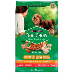 Comida para Perros DOG CHOW Adultos razas Pequeñas Carne y Pollo Bolsa 1.5kg