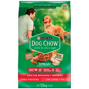 Comida para Perros DOG CHOW Adultos razas Medianas y Grandes Carne y Pollo Bolsa 1.5kg