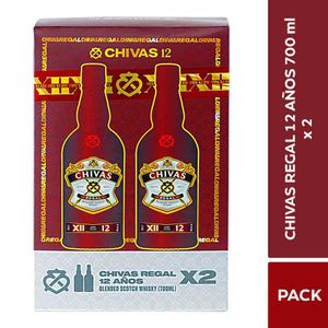 Pack Whisky CHIVAS REGAL 12 Años Botella 700ml + Whisky CHIVAS 12 Años Botella 700ml
