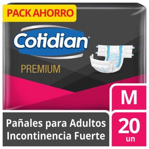 Pañales COTIDIAN Premium Incontinencia Fuerte Talla M Paquete 20un