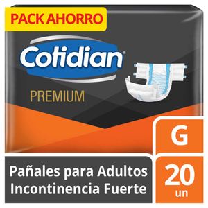 Pañales Premium COTIDIAN Protección Adulta Talla G Paquete 20un