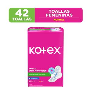 Toalla Higiénica KOTEX Normal con Alas Máxima Absorción Paquete 42un