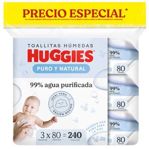 Toallitas Húmedas HUGGIES Puro y Natural Paquete 240un