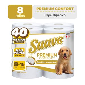 Papel Higiénico SUAVE Premium Comfort 40mts Paquete 8un